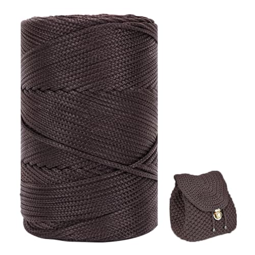 Polyester Garn 3mm X 225m，Makramee Garn 3mm，Makramee Band，Polypropylene Yarn，Geflochten Makramee Schnur Farbig，garn Zum Häkeln Für Stricken，Dekoration DIY Handwerk (dunkler Kaffee) von ZHANGXIAOMIN