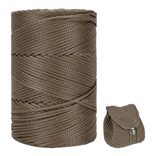 Polyester Garn 3mm X 225m，Makramee Garn 3mm，Makramee Band，Polypropylene Yarn，Geflochten Makramee Schnur Farbig，garn Zum Häkeln Für Stricken，Dekoration DIY Handwerk (dunkles Kamel) von ZHANGXIAOMIN