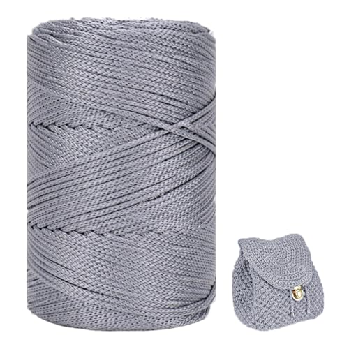 Polyester Garn 3mm X 225m，Makramee Garn 3mm，Makramee Band，Polypropylene Yarn，Geflochten Makramee Schnur Farbig，garn Zum Häkeln Für Stricken，Dekoration DIY Handwerk (grau) von ZHANGXIAOMIN