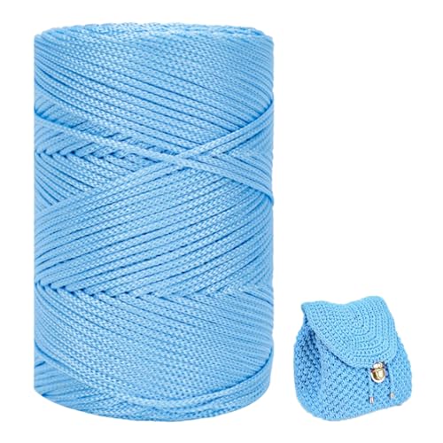 ZHANGXIAOMIN Polyester Garn 3mm X 225m，Makramee Garn 3mm，Makramee Band，Polypropylene Yarn，Geflochten Makramee Schnur Farbig，garn Zum Häkeln Für Stricken，Dekoration DIY Handwerk (hellblau) von ZHANGXIAOMIN