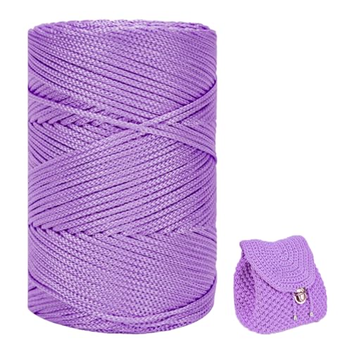 ZHANGXIAOMIN Polyester Garn 3mm X 225m，Makramee Garn 3mm，Makramee Band，Polypropylene Yarn，Geflochten Makramee Schnur Farbig，garn Zum Häkeln Für Stricken，Dekoration DIY Handwerk (helles Lila) von ZHANGXIAOMIN