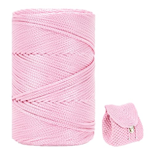 ZHANGXIAOMIN Polyester Garn 3mm X 225m，Makramee Garn 3mm，Makramee Band，Polypropylene Yarn，Geflochten Makramee Schnur Farbig，garn Zum Häkeln Für Stricken，Dekoration DIY Handwerk (Hell-Pink) von ZHANGXIAOMIN