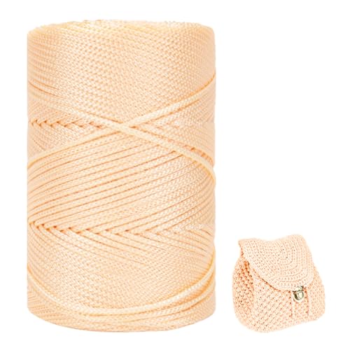 ZHANGXIAOMIN Polyester Garn 3mm X 225m，Makramee Garn 3mm，Makramee Band，Polypropylene Yarn，Geflochten Makramee Schnur Farbig，garn Zum Häkeln Für Stricken，Dekoration DIY Handwerk (hellgelb) von ZHANGXIAOMIN