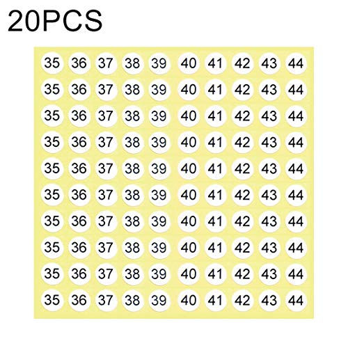 Zyd Nummernaufkleber in runder Form, Schuhgrößen-Etikett, Nummer 35-44, 20 Stück von ZHANGYOUDE