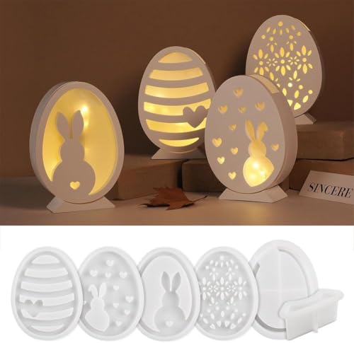 ZHAOGONGMI Silikonformen Kerzenformen zur Kerzenherstellung, Ostern DIY Hase Silikonformen Set, Gießformen Silikon Feder, Silikonformen Set zur Herstellung von Osterornamenten(6pcs) von ZHAOGONGMI