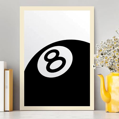 1pc Black And White No.8 Ball Poster, Creative Art Poster, Mural, Wall Decoration, Canvas Art, Billiards Club Decoration 30x50cm Frameless von ZHAOLIN