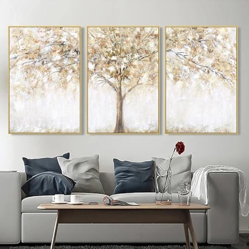 ZHAOLIN Abstract Tree Canvas Wall Art Poster Picture Home Decorations Nordic Scandinavian Landscape Interior Paintings Room Decor 50x70cm(20x28in) x3 frameless von ZHAOLIN