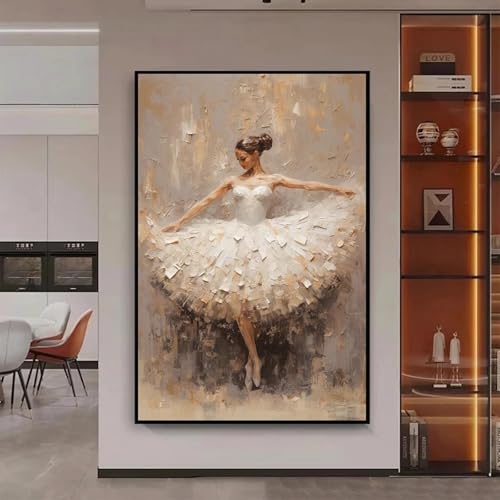 ZHAOLIN Ballerina-Gemälde, Posterdruck, Leinwandgemälde, Ballerina-Wandkunst, großes modernes ästhetisches Gemälde für Wohnzimmerdekor, 30 x 50 cm, rahmenlos von ZHAOLIN