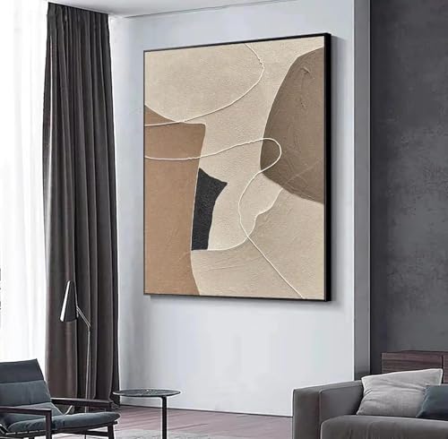 ZHAOLIN Beige-braunes Wabi-Sabi-Wandbild, abstraktes Ölgemälde auf Leinwand, neutrale große Wanddekoration, Boho-Struktur, Eingangs- und Heimdekoration, 30 x 50 cm, rahmenlos von ZHAOLIN