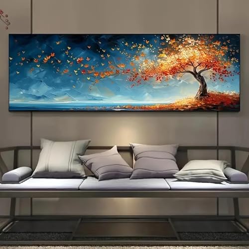 ZHAOLIN Extragroßer Leinwanddruck „Baum des Lebens“ – zeitgenössische, farbenfrohe, geometrische Wandkunst für Wohnzimmer, Schlafzimmer, Küchendekoration, 50 x 150 cm, rahmenlos von ZHAOLIN