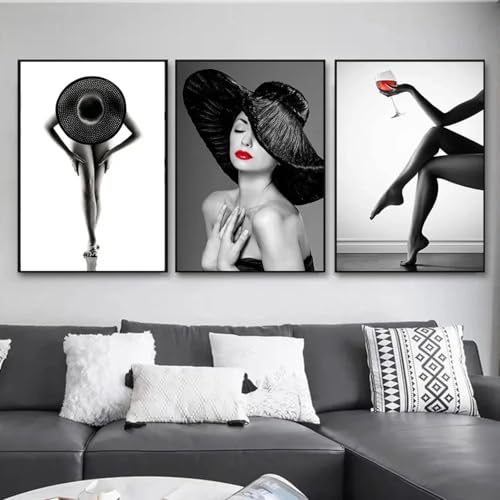 ZHAOLIN Mode Sexy Frau Bein Leinwand Malerei Wandkunst Nordic Schwarz Weiß Poster Und Drucke Für Wohnzimmer Bilder Wohnkultur 20x30cm (8x12in) x3 Rahmenlos von ZHAOLIN