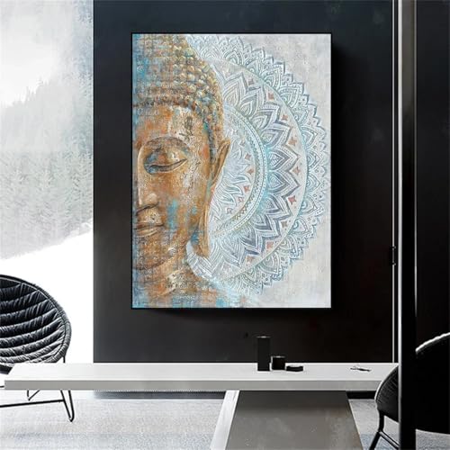 ZHAOLIN Modernes, einfaches Wandbild, goldene Mandala-Buddha-Statue, Meditation, HD-Leinwanddruck, Poster, Wohnzimmer, Schlafzimmer, dekoratives Gemälde, 30 x 50 cm, rahmenlos von ZHAOLIN