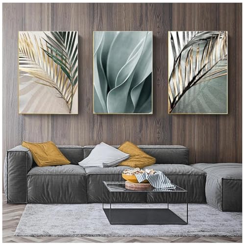 ZHAOLIN Palmblätter Pflanze Wandkunst Leinwand Malerei Aloe Botanische Poster und Drucke Wandbilder für Wohnzimmer Heimdekoration 20x30cm (8x12in) x3 Rahmenlos von ZHAOLIN