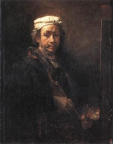 ZHAOSHAN Leinwandbilder, Poster, 58 x 90 cm, ohne Rahmen, Portrait des Künstlers an seiner Staffelei, Rembrandt von ZHAOSHAN