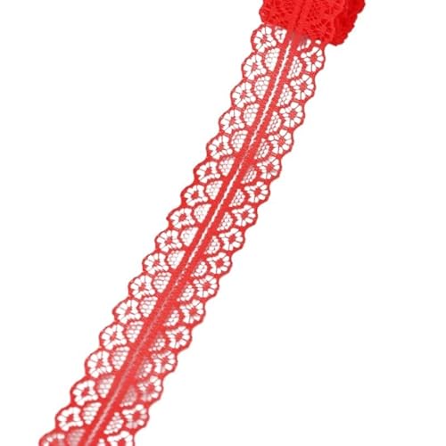 ZHAOYUQI Spitzenband (10 Yards/Rolle) 30 mm Spitzenstoff, Gurtband, Dekoration, schönes Geschenkverpackungsmaterial Spitzenborte(Red) von ZHAOYUQI