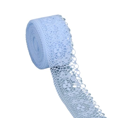 ZHAOYUQI Spitzenband 10 Yard/Rolle Spitzendekoration, DIY-Nähzubehör, Spitzenrock, weißer 3D-Blumen-bestickter Spitzenstoff und Bastel-Spitzenband Spitzenborte(Light Blue) von ZHAOYUQI