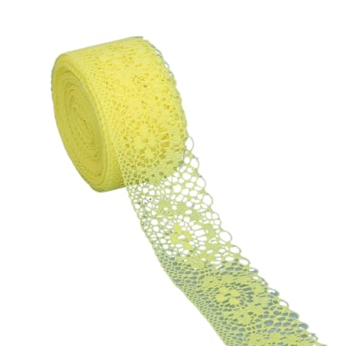 ZHAOYUQI Spitzenband 10 Yard/Rolle Spitzendekoration, DIY-Nähzubehör, Spitzenrock, weißer 3D-Blumen-bestickter Spitzenstoff und Bastel-Spitzenband Spitzenborte(Yellow) von ZHAOYUQI