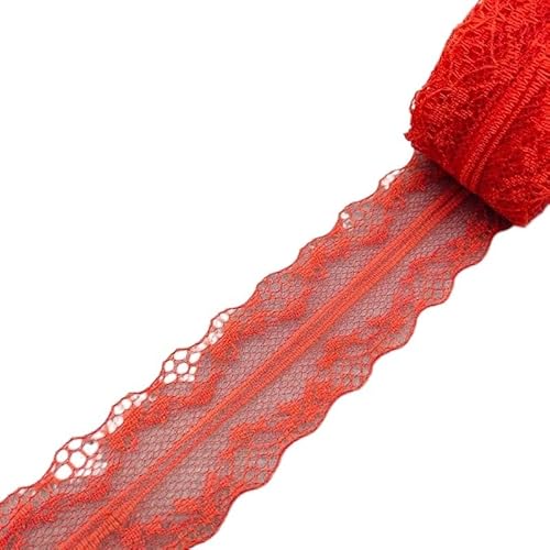 ZHAOYUQI Spitzenband 10 Yards/Lot Rotes Spitzenband Band Qualität Spitzenbesatz DIY Gestickte Spitze for Nähen Dekoration Spitzenstoff Spitzenborte(F6) von ZHAOYUQI