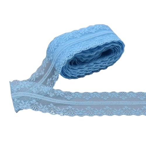 ZHAOYUQI Spitzenband 10 Yards Spitzenband, 40 mm breit, Besatz, Stoff, DIY, Kunsthandwerk, bestickte Netzschnur for Nähen, Dekoration, Spitzenstoff Spitzenborte(Sky Blue) von ZHAOYUQI