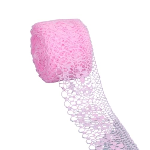 ZHAOYUQI Spitzenband 10 Yards Spitzenband, bilaterales Kunsthandwerk, bestickte Spitze, Stoffbesatz, Spitzenband, Dekorationen, DIY, Puppenkleidung, Nähen, Basteln Spitzenborte(Pink) von ZHAOYUQI