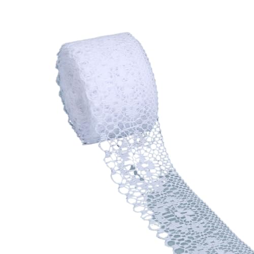 ZHAOYUQI Spitzenband 10 Yards Spitzenband, bilaterales Kunsthandwerk, bestickte Spitze, Stoffbesatz, Spitzenband, Dekorationen, DIY, Puppenkleidung, Nähen, Basteln Spitzenborte(White) von ZHAOYUQI