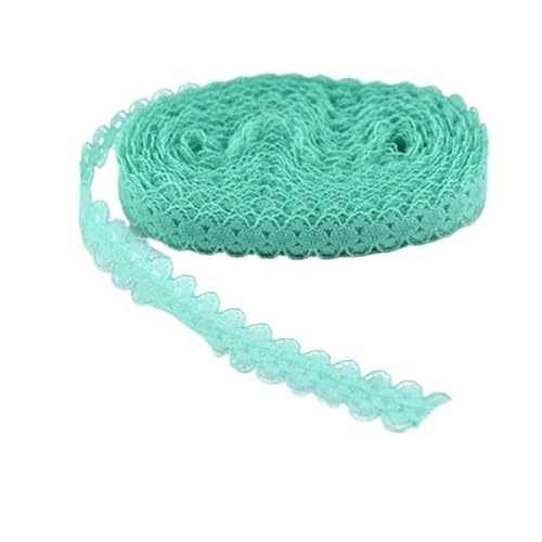 ZHAOYUQI Spitzenband 10 Yards weißes Spitzenstoffband, 14 mm, Spitzenstoff, Baumwollbesatz, DIY, Bestickt, Nähen, Hochzeitsdekoration Spitzenborte(Green) von ZHAOYUQI