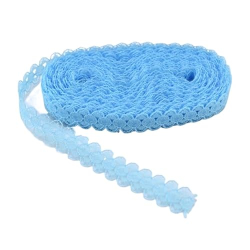 ZHAOYUQI Spitzenband 10 Yards weißes Spitzenstoffband, 14 mm, Spitzenstoff, Baumwollbesatz, DIY, Bestickt, Nähen, Hochzeitsdekoration Spitzenborte(Sky Blue) von ZHAOYUQI