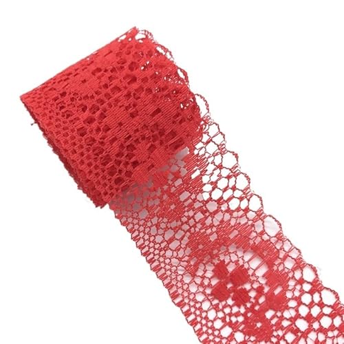 ZHAOYUQI Spitzenband 10yards/Lot 35mm Spitze Band Kunsthandwerk Gestickte Net Spitze Stoff Trim for Nähen Stoff Band Rock zubehör Spitzenborte(Red) von ZHAOYUQI