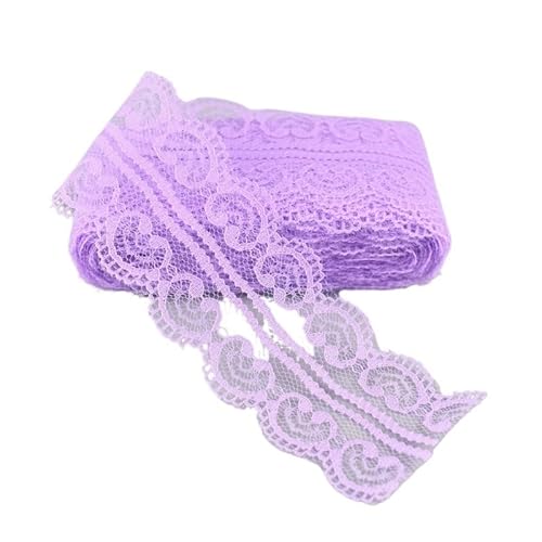 ZHAOYUQI Spitzenband 10yards Doppel herzförmige Spitze Band Handarbeiten 45MM Spitze Trim DIY Nähen Stickerei Stoff Handwerk Zubehör Spitzenborte(Light Purple) von ZHAOYUQI