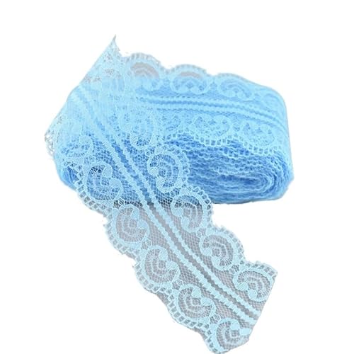 ZHAOYUQI Spitzenband 10yards Doppel herzförmige Spitze Band Handarbeiten 45MM Spitze Trim DIY Nähen Stickerei Stoff Handwerk Zubehör Spitzenborte(Sky Blue) von ZHAOYUQI