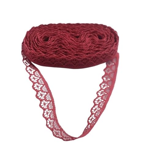 ZHAOYUQI Spitzenband 10yards Spitzenband 14MM Spitzenstoff DIY Französischer Spitzenstoff Hochzeitsdekoration, Damenbekleidung, Blumenaccessoires usw Spitzenborte(Wine Red) von ZHAOYUQI