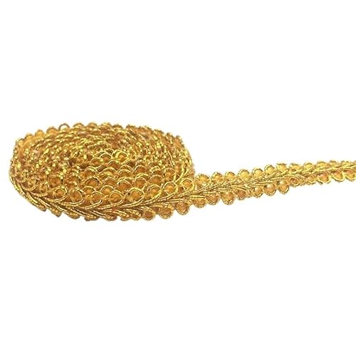 ZHAOYUQI Spitzenband 5 Meter 8 mm Borte Nähspitze Gold Silber geflochtenes Spitzenband Home Party Dekoration DIY Kleidung Kurve Sehspitze Spitzenborte(Gold) von ZHAOYUQI