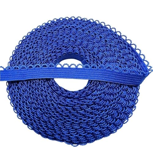 ZHAOYUQI Spitzenband 5 Yards 10 mm elastisches Spitzenband, umklappbares Spandex-Gummiband for Nähen von Spitzenbesatz, DIY-Stirnband, Unterwäsche, Dessous-Zubehör Spitzenborte(Blue,5 Yards) von ZHAOYUQI