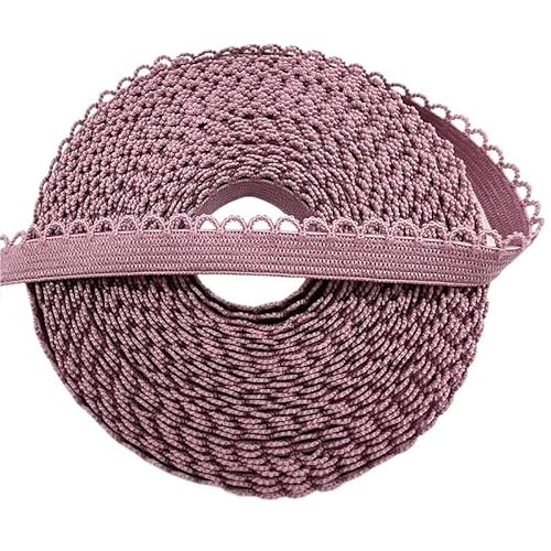 ZHAOYUQI Spitzenband 5 Yards 10 mm elastisches Spitzenband, umklappbares Spandex-Gummiband for Nähen von Spitzenbesatz, DIY-Stirnband, Unterwäsche, Dessous-Zubehör Spitzenborte(Mauve,2 Yards) von ZHAOYUQI