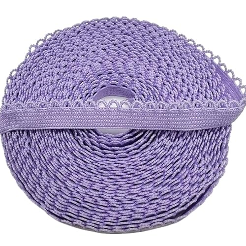 ZHAOYUQI Spitzenband 5 Yards 10 mm elastisches Spitzenband, umklappbares Spandex-Gummiband for Nähen von Spitzenbesatz, DIY-Stirnband, Unterwäsche, Dessous-Zubehör Spitzenborte(Purple,2 Yards) von ZHAOYUQI