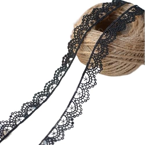 ZHAOYUQI Spitzenband 5 Yards schwarzes Spitzenbandband 1,5 cm Spitzenbesatz DIY Bestickt for Nähen Dekoration Spitzenstoff Spitzenborte von ZHAOYUQI