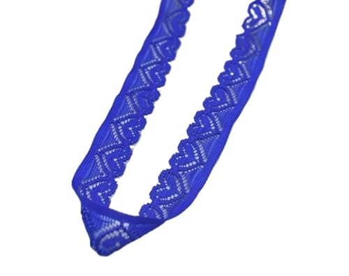 ZHAOYUQI Spitzenband Elastisches Spitzenbandband, 18 mm breit, herzförmige Stretch-Spitze for Nähen, Dekoration, Spitzenstoff Spitzenborte(1 Blue,10 Yards) von ZHAOYUQI