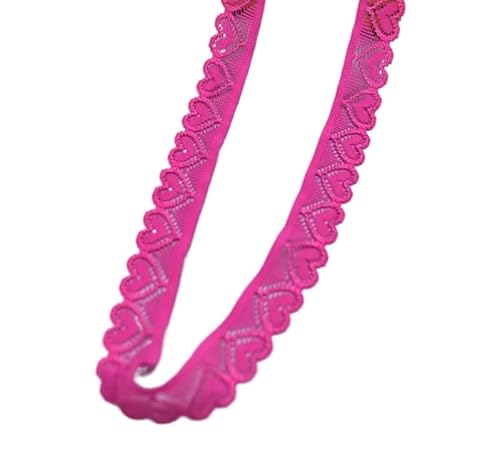 ZHAOYUQI Spitzenband Elastisches Spitzenbandband, 18 mm breit, herzförmige Stretch-Spitze for Nähen, Dekoration, Spitzenstoff Spitzenborte(Rose,10 Yards) von ZHAOYUQI