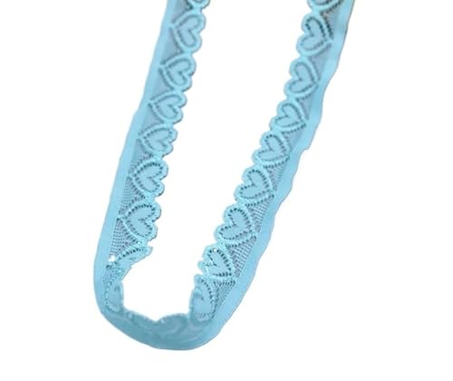 ZHAOYUQI Spitzenband Elastisches Spitzenbandband, 18 mm breit, herzförmige Stretch-Spitze for Nähen, Dekoration, Spitzenstoff Spitzenborte(Sky Blue,10 Yards) von ZHAOYUQI