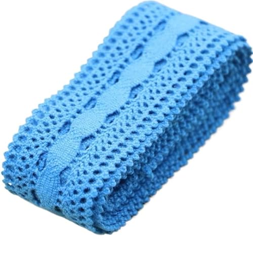 ZHAOYUQI Spitzenband Handgefertigter Stoff, DIY-Materialien, Bekleidungszubehör, lösliche Spitze, farbige Spitze, Baumwoll-Spitzenbesatz, Gürtel Spitzenborte(Bule 2 Yards) von ZHAOYUQI