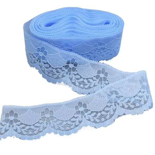 ZHAOYUQI Spitzenband Spitzenstickerei / 5–10 Yards lang, 40 mm breit, DIY Nähen, Kleidung, Spitzenband, Schmuckzubehör Spitzenborte(Light Blue,10 Yards) von ZHAOYUQI