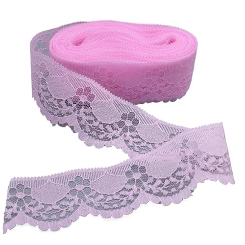 ZHAOYUQI Spitzenband Spitzenstickerei / 5–10 Yards lang, 40 mm breit, DIY Nähen, Kleidung, Spitzenband, Schmuckzubehör Spitzenborte(Pink,10 Yards) von ZHAOYUQI