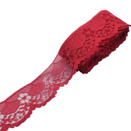 ZHAOYUQI Spitzenband Spitzenstickerei / 5–10 Yards lang, 40 mm breit, DIY Nähen, Kleidung, Spitzenband, Schmuckzubehör Spitzenborte(Wine red,10 Yards) von ZHAOYUQI