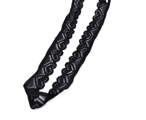 ZHAOYUQI Spitzenband Stretch-elastisches Spitzenband, elastischer Spitzenbesatz, DIY-Handwerk, Spitzenstoff for Nähen von Kleidung, Unterwäsche, Bastelzubehör Spitzenborte(Noir,10 Yards) von ZHAOYUQI