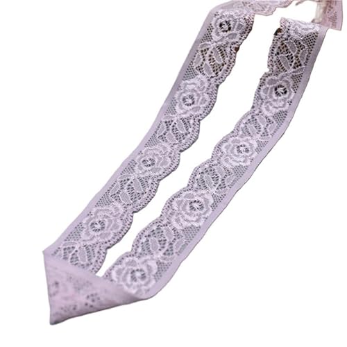 ZHAOYUQI Spitzenband Stretch elastisches Spitzenband Spitzenstoff Elastizität Spitzenbesatz Bestickt for Nähen von Kleidung Unterwäsche Zubehör Spitzenborte(Light pink,5 Yards) von ZHAOYUQI