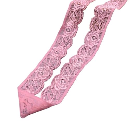 ZHAOYUQI Spitzenband Stretch elastisches Spitzenband Spitzenstoff Elastizität Spitzenbesatz Bestickt for Nähen von Kleidung Unterwäsche Zubehör Spitzenborte(Pink,10 Yards) von ZHAOYUQI