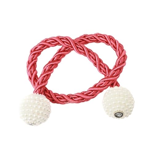 ZHAOYUQI Vorhang Raffhalter 2Pcs Magnetische Vorhang Raffhalter Holdbacks Strap Perle Hängen Ball Raffhalter Schnalle Seil Halter Clip Vorhänge Accessoires Gardinenhalter(Red) von ZHAOYUQI