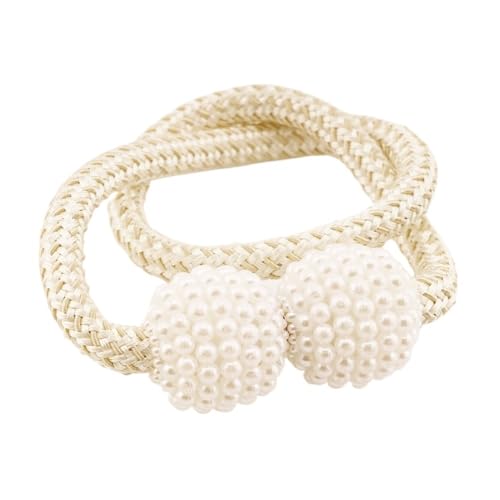 ZHAOYUQI Vorhang Raffhalter 4 Teile/Satz Magnetische Vorhang Clip Zimmer Zubehör Perle Ball Vorhänge Halter Raffhalter Wohnkultur Hängen Ball Schnalle Krawatte Zurück Gardinenhalter(Cream-Colored) von ZHAOYUQI