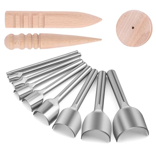 ZHAPEG 12-teiliges Halbrundschneider-Set für Lederband, Gürtel, Geldbörse, Tasche, Holz, Leder, Handwerk, Kantenpolierer, Set von ZHAPEG