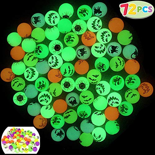 ZHAPEG Halloween Goodie Toy Hüpfball 72 Stück Leuchtende Bälle Spielzeug Kinder Partygeschenke Für Ideales Süßes Oder Saures Geschenk Für Kinder von ZHAPEG